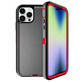 Heavy Duty Case for iPhone 15 Pro (BLACK & RED) (Only Ground Shipping)