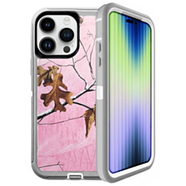 Heavy Duty Case for iPhone 15 Pro (CAMO PINK) (Only Ground Shipping)