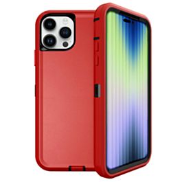 Heavy Duty Case for iPhone 15 Pro (RED & BLACK) (Only Ground Shipping)