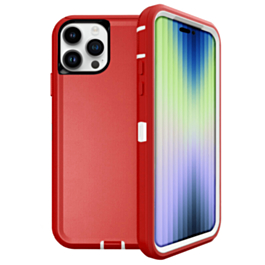 Heavy Duty Case for iPhone 15 Pro (RED & WHITE) (Only Ground Shipping)