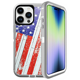 Heavy Duty Case for iPhone 15 Pro (US FLAG) (Only Ground Shipping)
