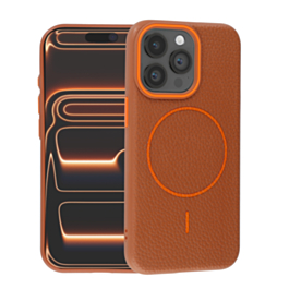 Magnetic Leather Soft Cases - GOLDEN BROWN for iPhone 15 Pro (Only Ground Shipping)
