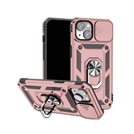 Dual Layers Hybrid Case with Metal Ring And Camera Protector - ROSE GOLD for iPhone 15 Pro (Only Ground Shipping)