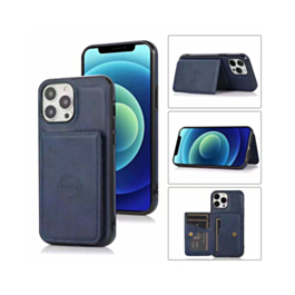 Leather Pocket Wallet Case - BLUE for iPhone 15 Pro (Only Ground Shipping)