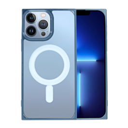 Square Wireless Charging Clear Case - BLUE for iPhone 15 Pro (Only Ground Shipping)