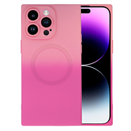Dual Color Square Case with Wireless Charging - PINK & HOT PURPLE & BLUE for iPhone 15 Pro (Only Ground Shipping)