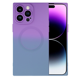 Dual Color Square Case with Wireless Charging - PURPLE & BLUE for iPhone 15 Pro (Only Ground Shipping)