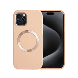 Soft Solid Silicone Case with Wireless Charging - BEIGE for iPhone 15 Pro (Only Ground Shipping)
