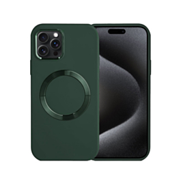 Soft Solid Silicone Case with Wireless Charging - DARK GREEN for iPhone 15 Pro (Only Ground Shipping)