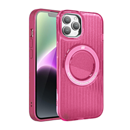 Shiny Hard PC Rear / Soft TPU Wireless Charging Case - PINK for iPhone 15 Pro (Only Ground Shipping)