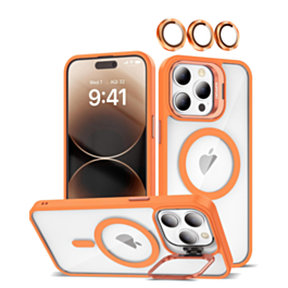 Transpalet Silicone case & Camera stand with Camera Lens - ORANGE for iPhone 15 Pro Max (Only Ground Shipping)