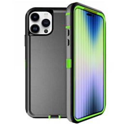 Heavy Duty Case for iPhone 15 Pro Max (BLACK & GREEN) (Only Ground Shipping)