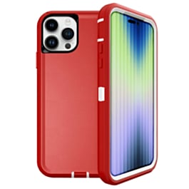 Heavy Duty Case for iPhone 15 Pro Max (RED & WHITE) (Only Ground Shipping)