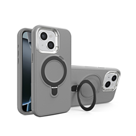 Support Heavy Duty Case with Wireless Charging Kickstand - GRAY for iPhone 14 Plus / 15 Plus (Only Ground Shipping)