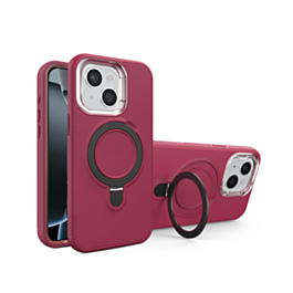 Support Heavy Duty Case with Wireless Charging Kickstand - MAROON for iPhone 14 Plus / 15 Plus (Only Ground Shipping)