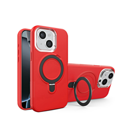Support Heavy Duty Case with Wireless Charging Kickstand - RED for iPhone 14 Plus / 15 Plus (Only Ground Shipping)