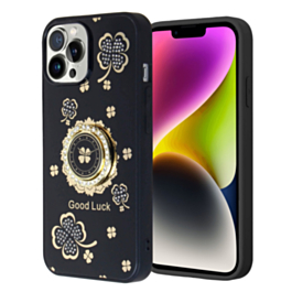 Luxury Diamond Shiny Cases with Ring - BLACK for iPhone 15 Pro (Only Ground Shipping)