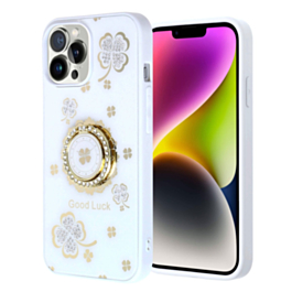 Luxury Diamond Shiny Cases with Ring - WHITE for iPhone 15 Pro (Only Ground Shipping)