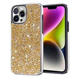 Bling Diamond Dual Layer Protection Case - GOLD for iPhone 15 Pro (Only Ground Shipping)