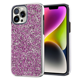 Bling Diamond Dual Layer Protection Case - PINK for iPhone 15 Pro (Only Ground Shipping)