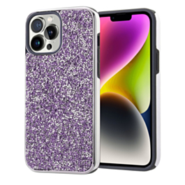 Bling Diamond Dual Layer Protection Case - PURPLE for iPhone 15 Pro (Only Ground Shipping)