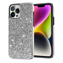 Bling Diamond Dual Layer Protection Case - SILVER for iPhone 15 Pro (Only Ground Shipping)