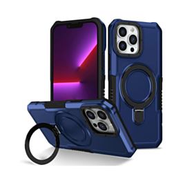 Hard PC Shockproof Case w /Ring Holder - BLUE for iPhone 15 Pro (Only Ground Shipping)