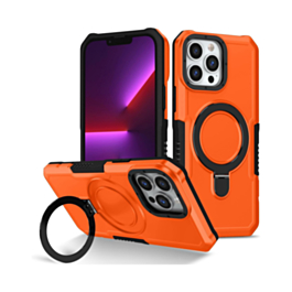 Hard PC Shockproof Case w /Ring Holder - ORANGE for iPhone 15 Pro (Only Ground Shipping)