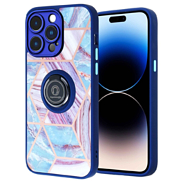 Pattern Design Hard PC Rear / Soft TPU Case with I- ring Holder - Style 1 for iPhone 15 Pro (Only Ground Shipping)