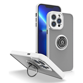Hard PC Rear / Soft TPU Colorful Border Case with I-ring Holder - CLEAR for iPhone 15 Pro (Only Ground Shipping)