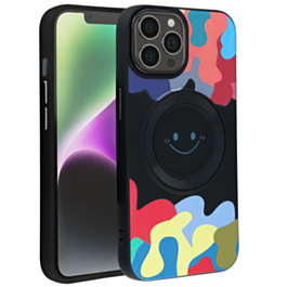 Happy Face Wireless Charging Case - BLACK for iPhone 15 Pro (Only Ground Shipping)