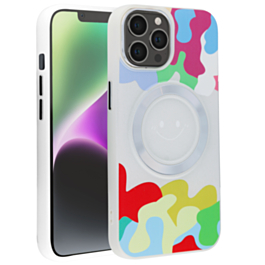 Happy Face Wireless Charging Case - WHITE for iPhone 15 Pro (Only Ground Shipping)
