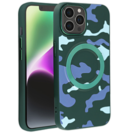 Camouflage Design Wireless Charging Case - GREEN for iPhone 15 Pro (Only Ground Shipping)