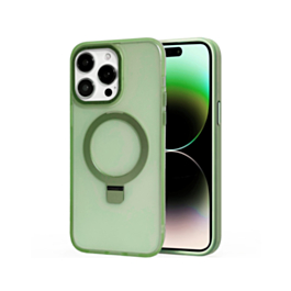 Carbon Wireless Charging Case with Ring Stand - GREEN for iPhone 15 Pro (Only Ground Shipping)