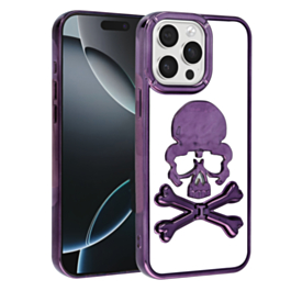 Transparent Skull Design Case - PURPLE for iPhone 15 Pro Max (Only Ground Shipping)