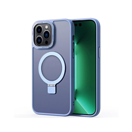 Carbon Wireless Charging Case with Ring Stand - DARK BLUE for iPhone 15 Pro Max (Only Ground Shipping)