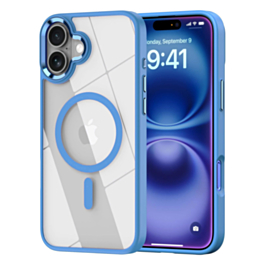Shiny Magnetic Clear Cases - BLUE for iPhone 16 (Only Ground Shipping)