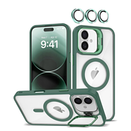 Transpalet Silicone case & Camera stand with Camera Lens - DARK GREEN for iPhone 16 (Only Ground Shipping)