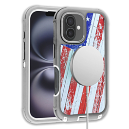 Wireless Charging Heavy Duty Case - US FLAG for iPhone 16 (Only Ground Shipping)