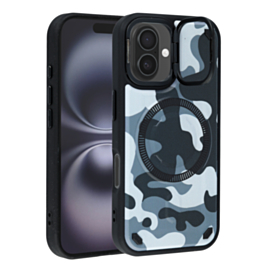 Camo Design Thin Magnetic Case with Camera Stand Kickstand - Style 4 for iPhone 16 (Only Ground Shipping)