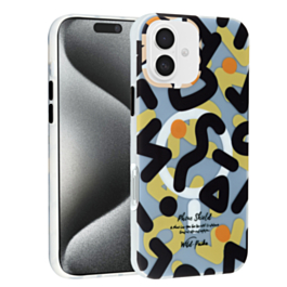 Graffiti Design with Wireless Charging Magnetic Case - BLACK for iPhone 16 (Only Ground Shipping)
