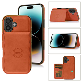Leather Pocket Wallet Case - ORANGE for iPhone 16 (Only Ground Shipping)