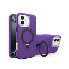 Support Heavy Duty Case with Wireless Charging Kickstand - PURPLE for iPhone 16 (Only Ground Shipping)