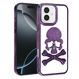 Transparent Skull Design Case - PURPLE for iPhone 16 (Only Ground Shipping)