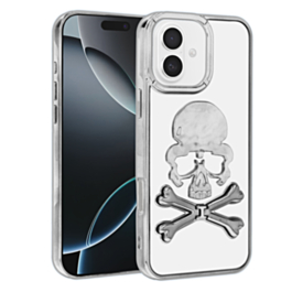 Transparent Skull Design Case - SILVER for iPhone 16 (Only Ground Shipping)