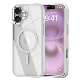Shiny Magnetic Clear Cases (WHITE) for iPhone 16 Plus (Only Ground Shipping)