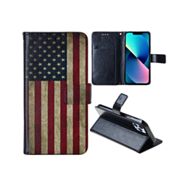 Leather Wallet Case with Card Slot - US FLAG for iPhone 16 Plus (Only Ground Shipping)