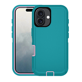 Heavy Duty Case for iPhone 16 Plus (TEAL & PINK) (Only Ground Shipping)