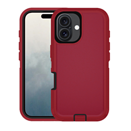 Heavy Duty Case for iPhone 16 Plus (MAROON & BLACK) (Only Ground Shipping)