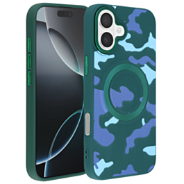 Camouflage Design Wireless Charging Case - GREEN for iPhone 16 Plus (Only Ground Shipping)